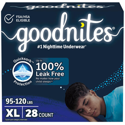 GoodNites® Night Time Underwear, Extra Large for Boys weighing 95 – 140 lbs.