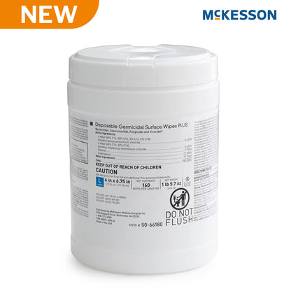 McKesson Premoistened Germicidal Wipe Surface Disinfectant Cleaner 6 x 6.75 Inch