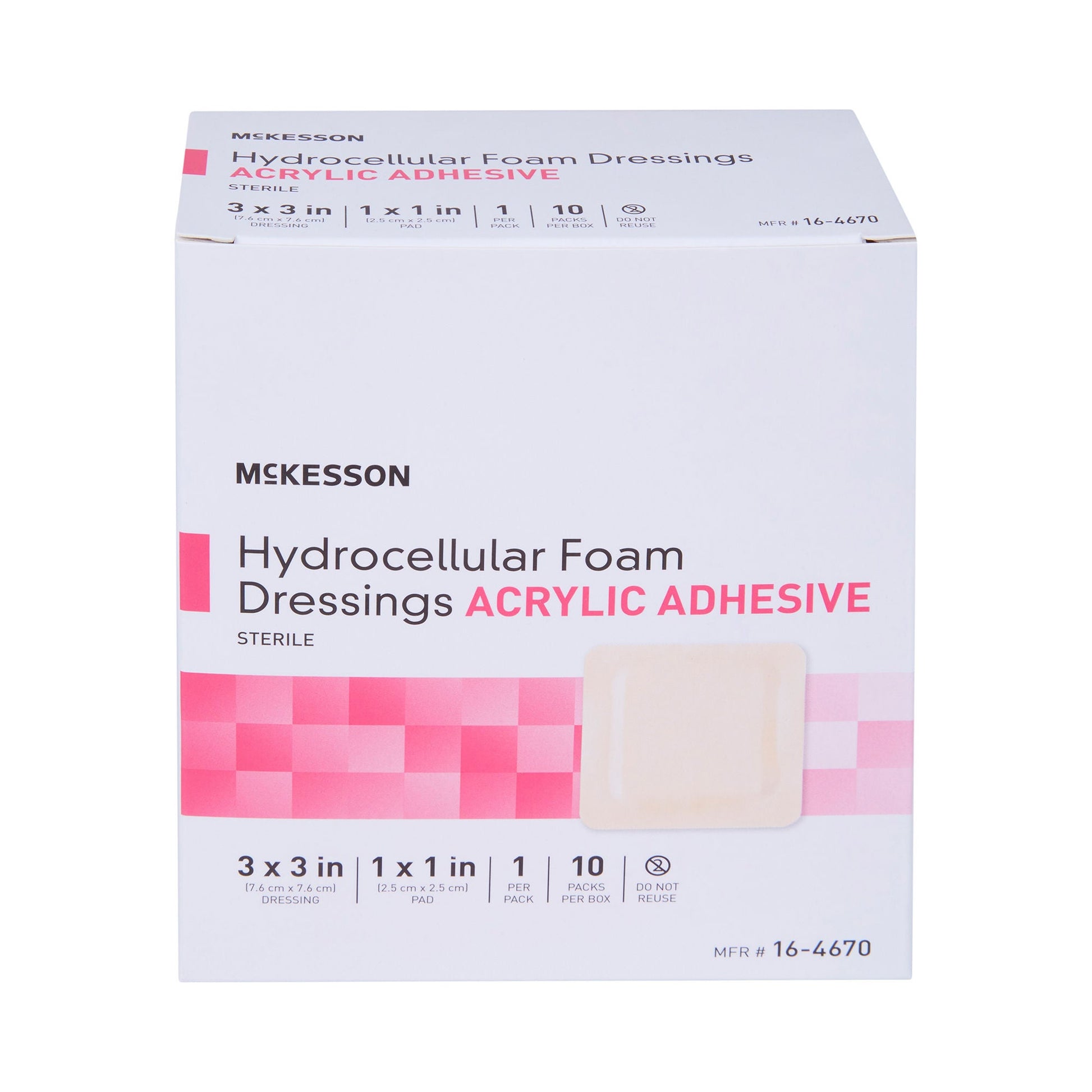 McKesson Adhesive Foam Dressing with Border, 3 x 3 Inch