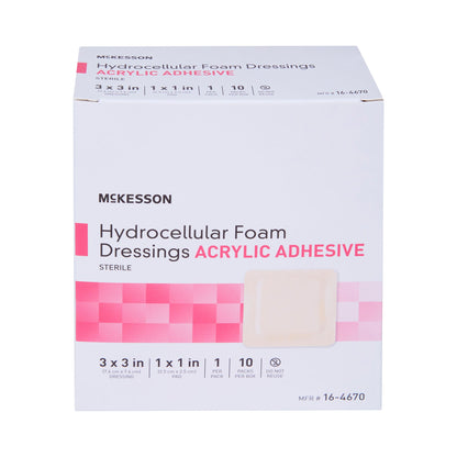 McKesson Adhesive Foam Dressing with Border, 3 x 3 Inch