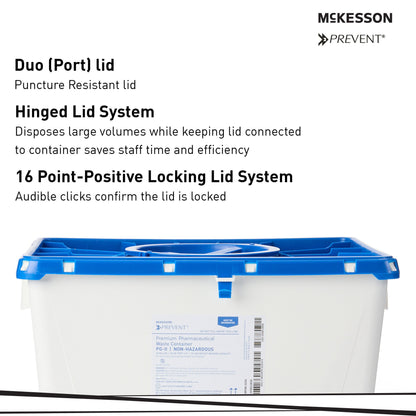 McKesson Prevent® Pharmaceutical Waste Container, 8 Gal., 13.5 x 17.3 x 13 inch