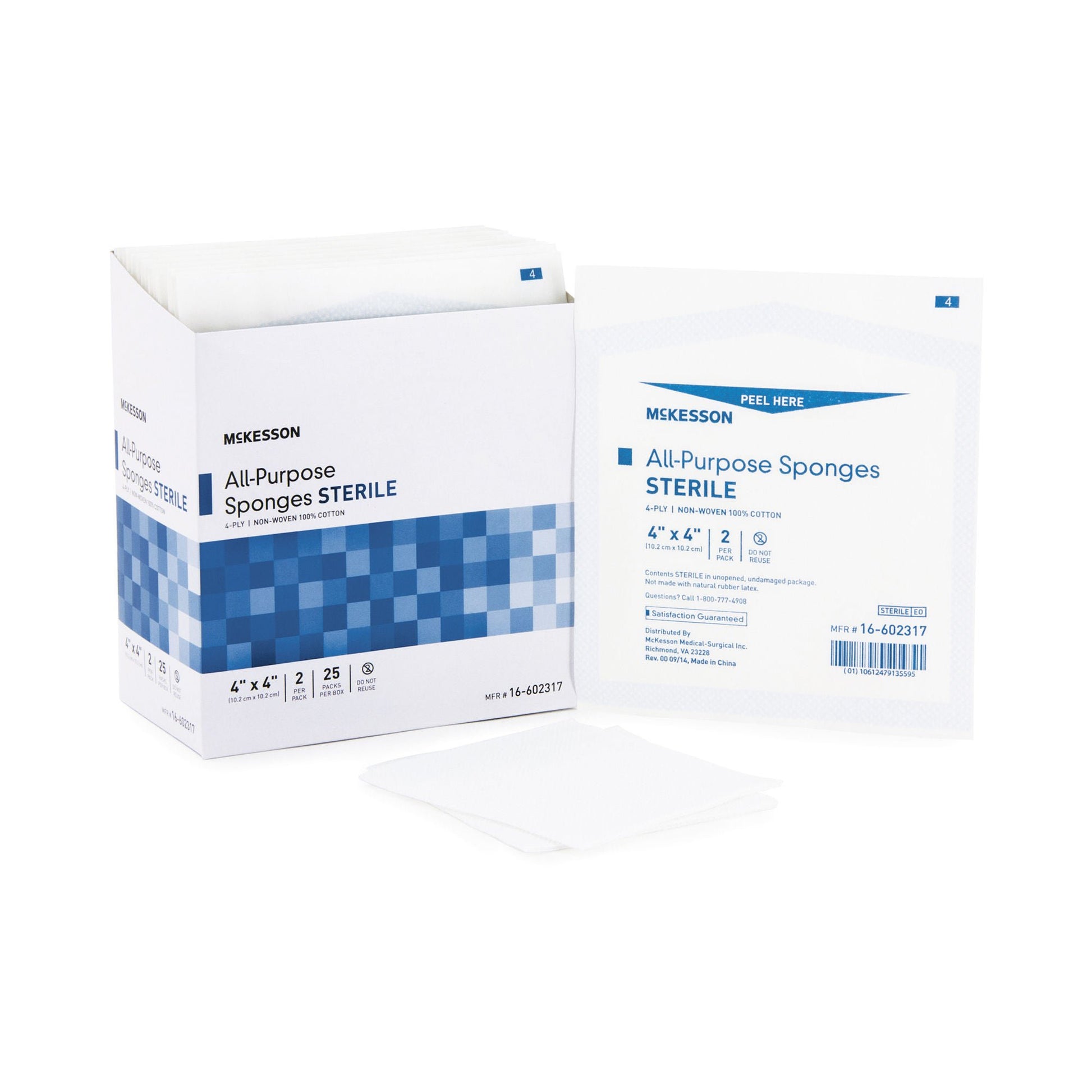 McKesson Sterile Nonwoven Sponge, 4 x 4 Inch, Four Ply
