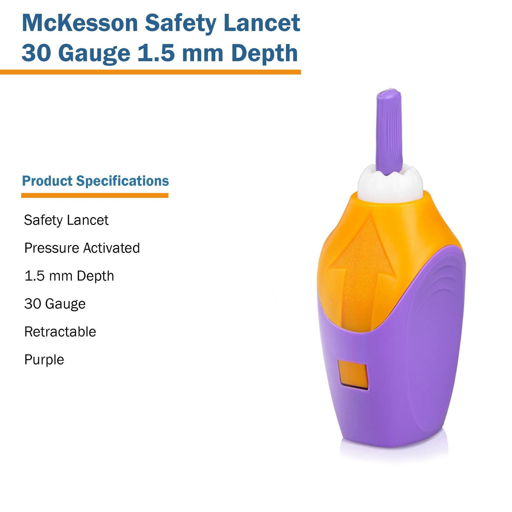 McKesson Pressure Activated Safety Lancets, 30 Gauge, Purple