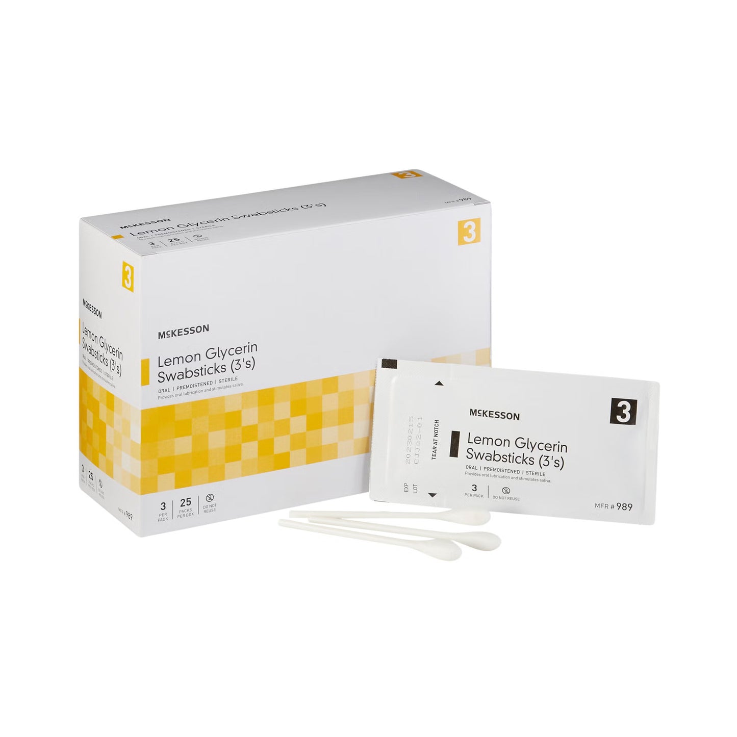 McKesson Oral Swabstick, Lemon Glycerin, Sterile
