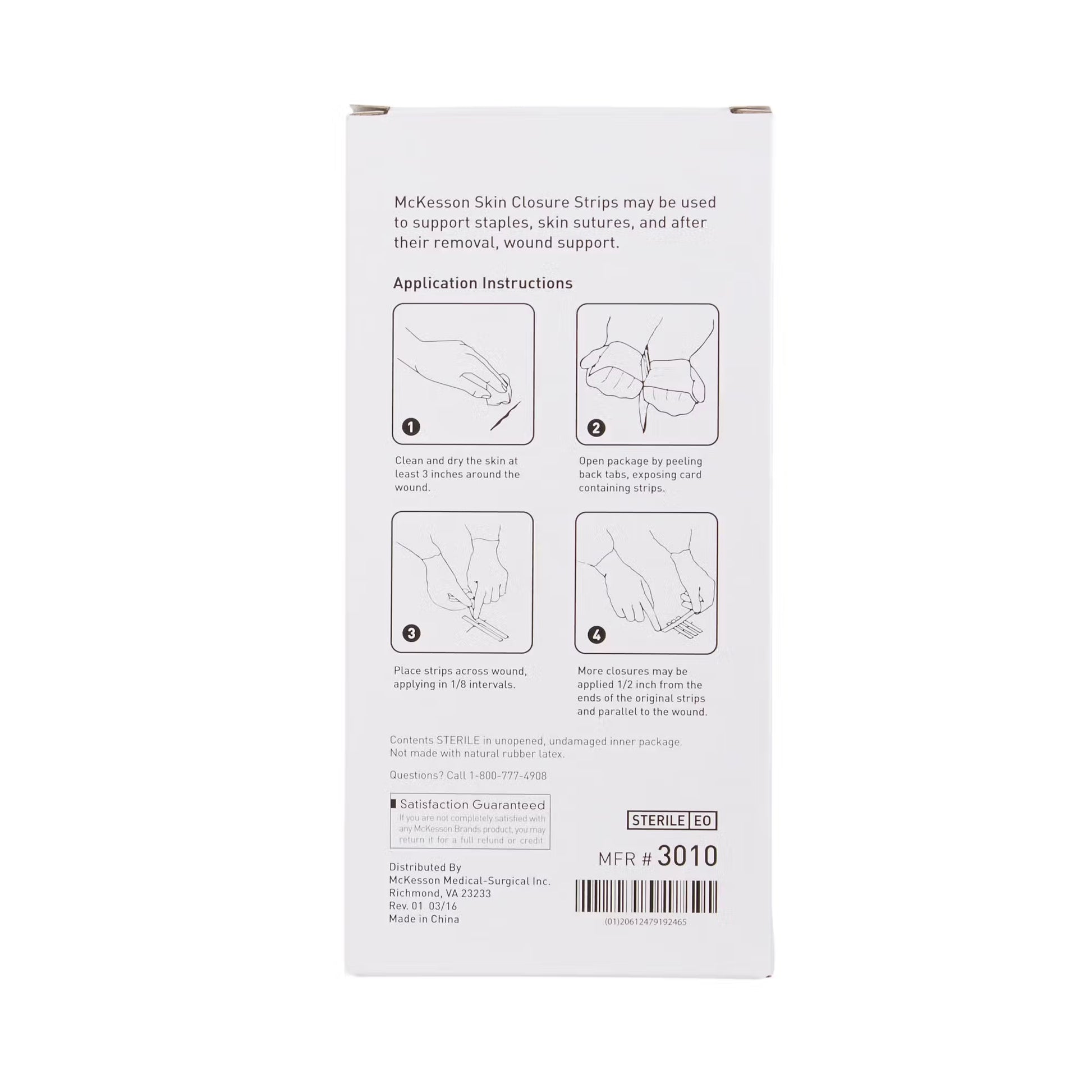 McKesson Skin Closure Reinforced Strip, 0.5 x 4 Inch