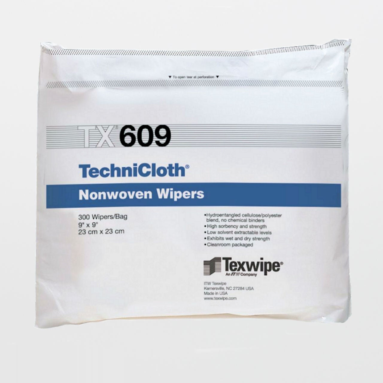 Cleanroom Wipe TechniCloth® 300 Count Bag 9 X 9 Inch NonSterile Disposable