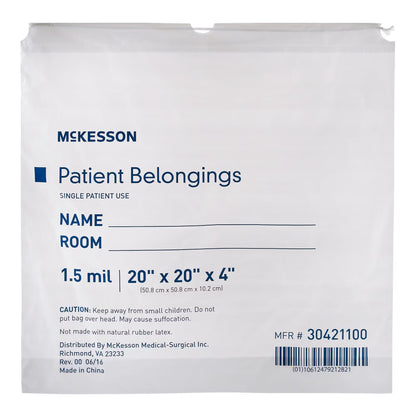 McKesson Patient Belongings Bag, White