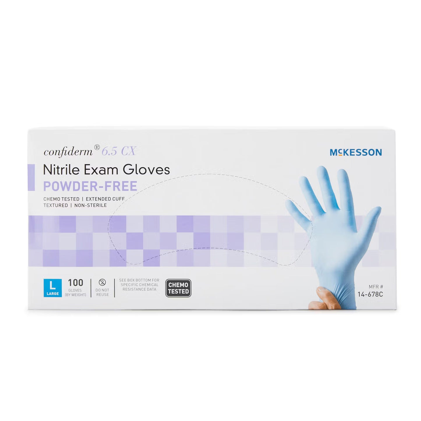 McKesson Confiderm® 6.5CX Nitrile Extended Cuff Length Exam Glove, Large, Blue