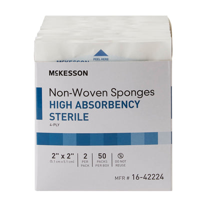 McKesson Sterile Nonwoven Sponge, 2 x 2 Inch, Four Ply