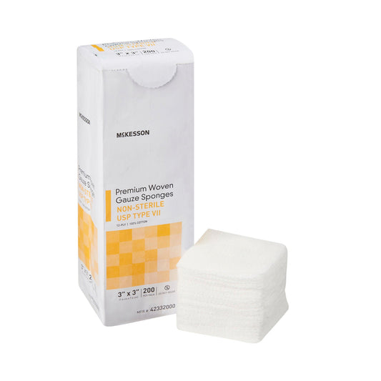 McKesson USP Type VII Gauze Sponge, 3 x 3 Inch, 12-Ply