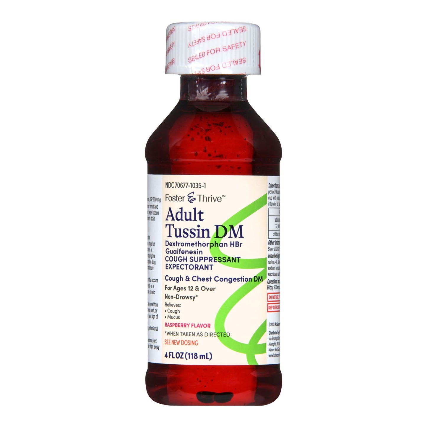 Foster & Thrive™ Adult Tussin DM Liquid, Raspberry Flavor