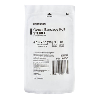 McKesson Sterile Fluff Bandage Roll, 4-1/2 Inch x 3-1/10 Yard, Eight-Ply
