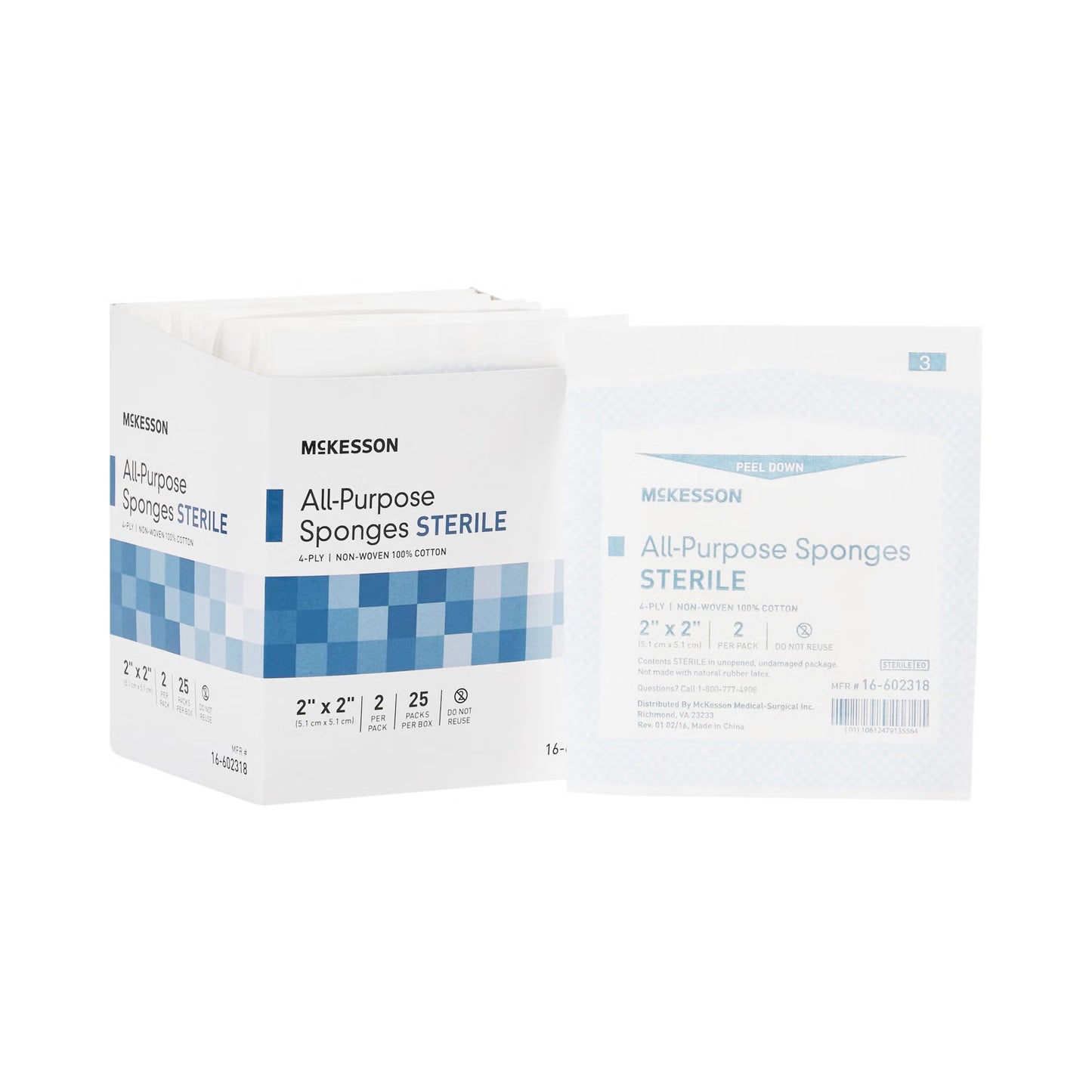 McKesson Sterile Nonwoven Sponge, 2 x 2 Inch, Four Ply