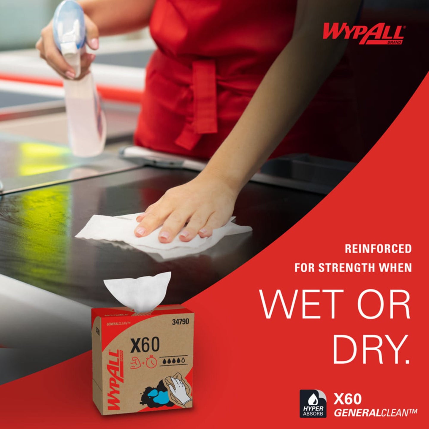 Multipurpose Task Wipe WypAll® GeneralClean™ X60 118 Count Dispenser Box 8 X 16 Inch NonSterile Disposable