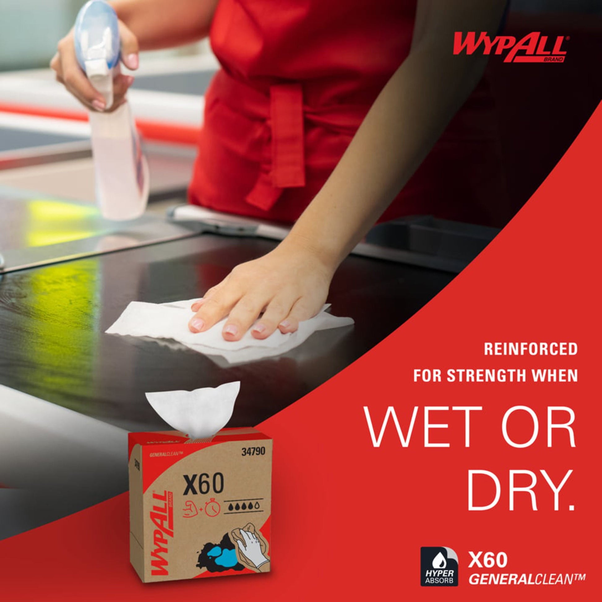 Multipurpose Task Wipe WypAll® GeneralClean™ X60 118 Count Dispenser Box 8 X 16 Inch NonSterile Disposable