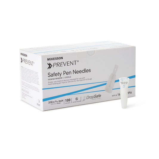 McKesson Prevent® Safety Insulin Pen Needle, 31 Gauge, 8 mm Length