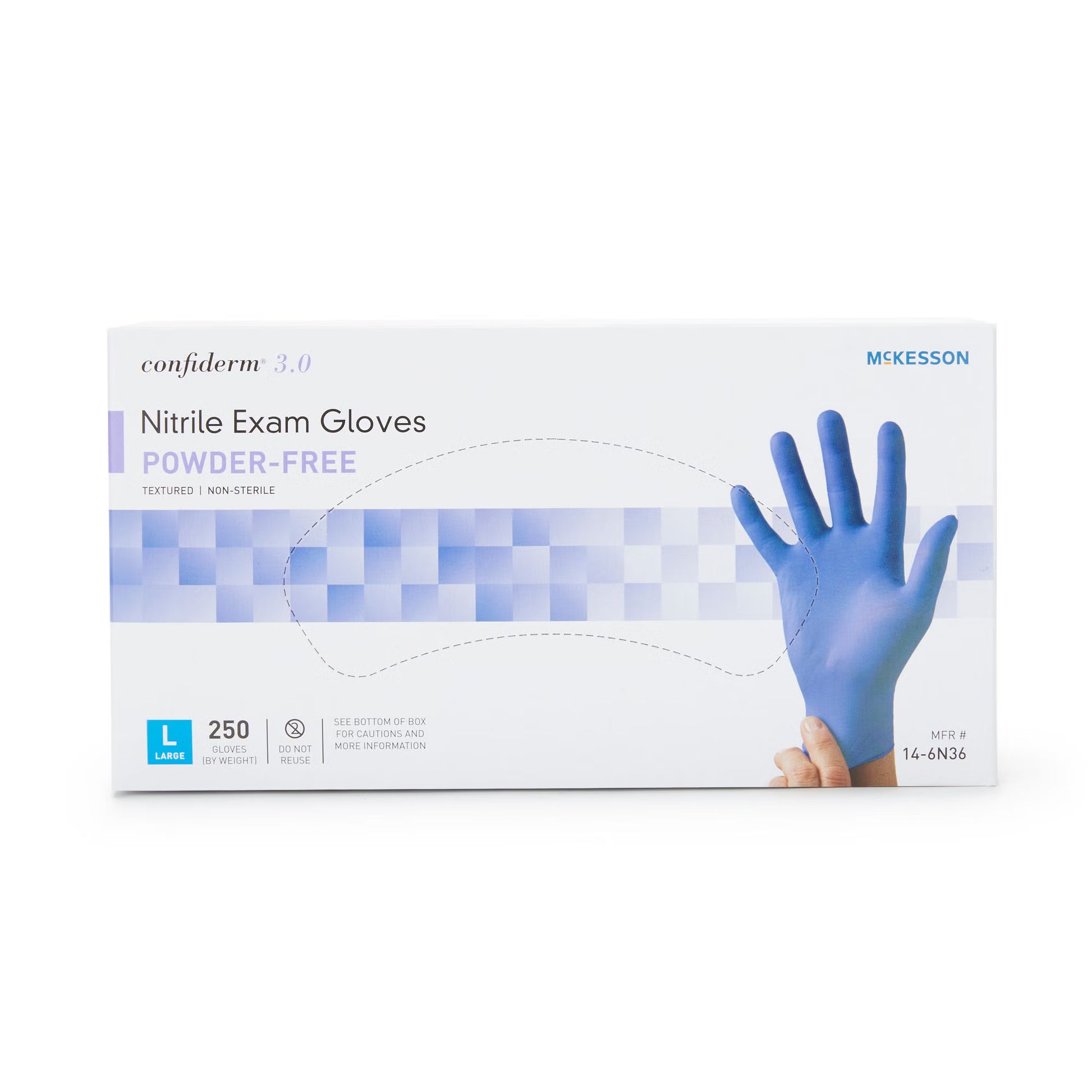 McKesson Confiderm® 3.0 Nitrile Exam Glove, Large, Blue