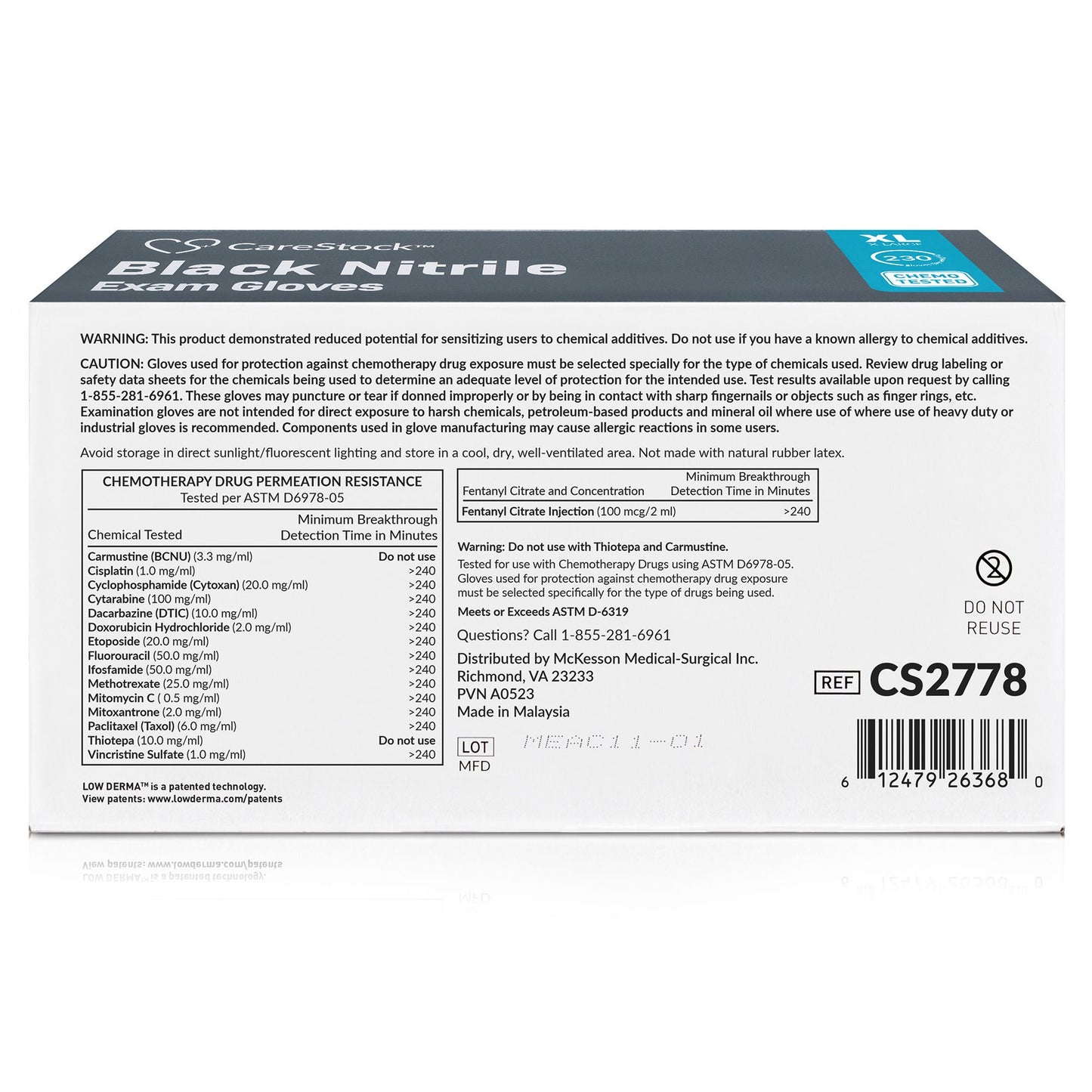 CareStock™ Nitrile Exam Glove, Extra Large, Black