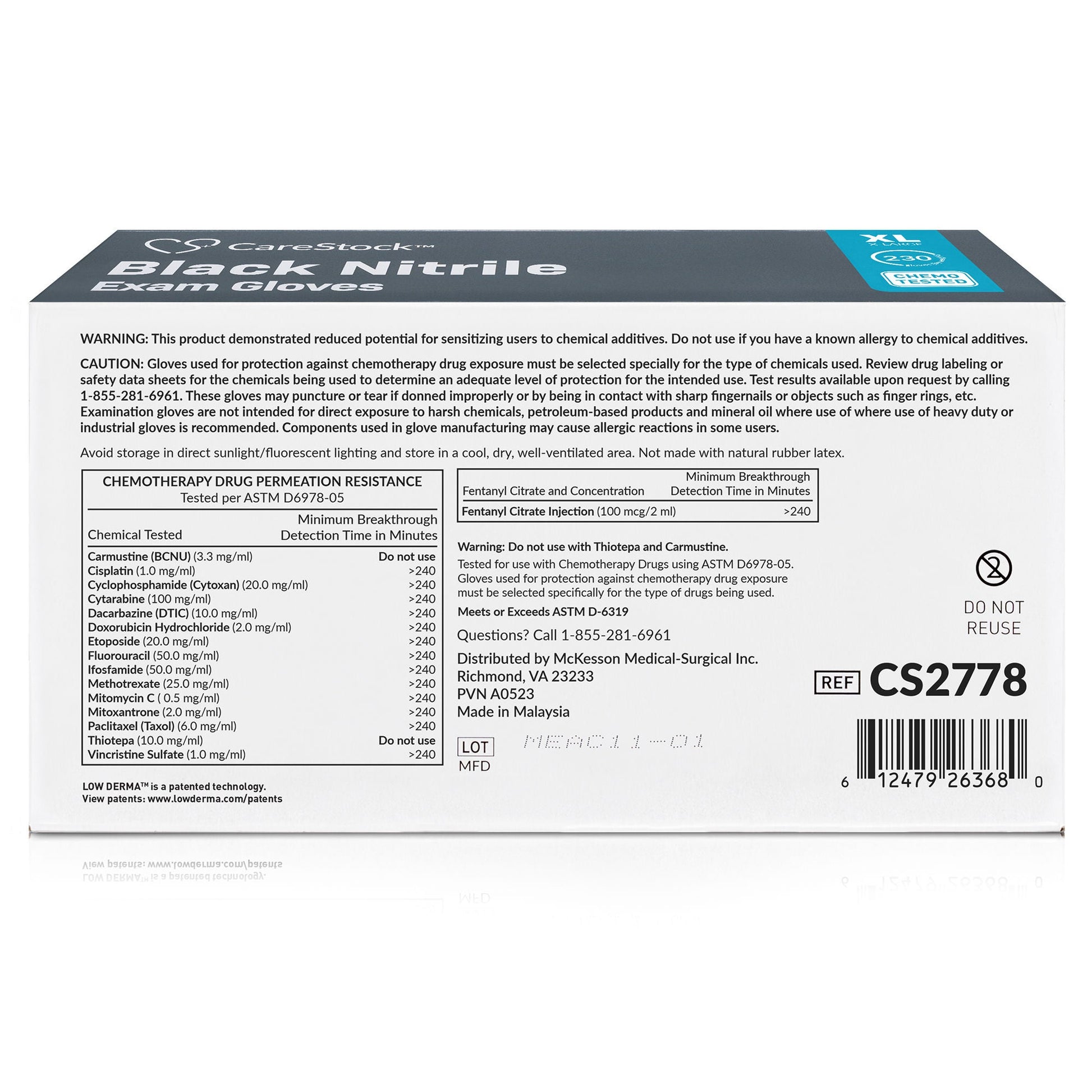 CareStock™ Nitrile Exam Glove, Extra Large, Black