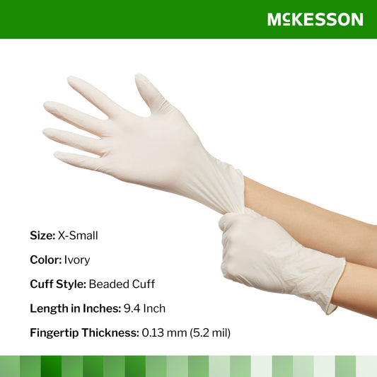 McKesson Confiderm® Latex Exam Glove, Extra Small, Ivory