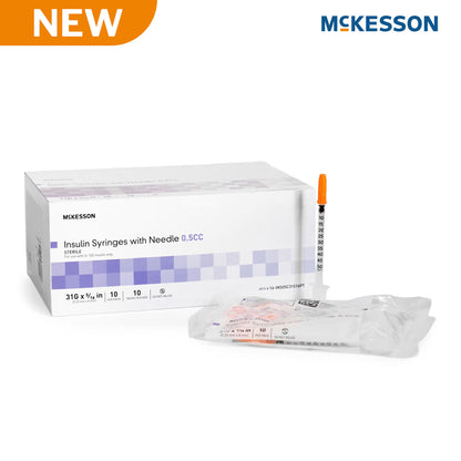 Standard Insulin Syringe with Needle McKesson 0.5 mL 5/16 Inch 31 Gauge NonSafety