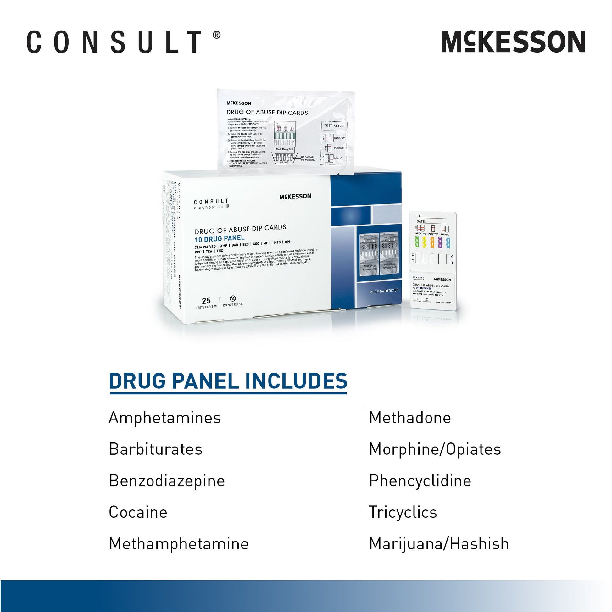 McKesson Consult™ 10-Drug Panel with Adulterants Drugs of Abuse Test Kit
