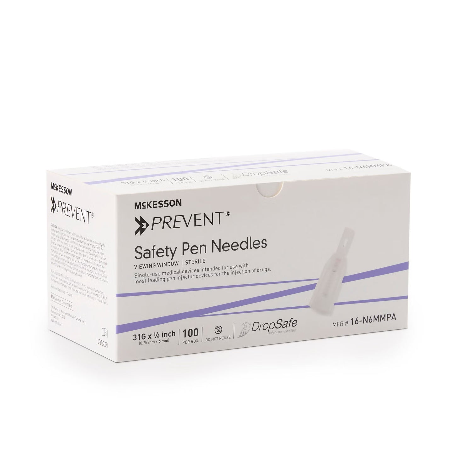 McKesson Prevent® Safety Insulin Pen Needle, 31 Gauge, 6 mm Length