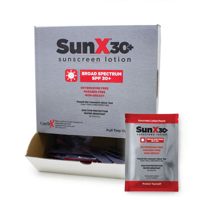 SunX® SPF 30+ Sunscreen in Dispenser Box, Individual Packets