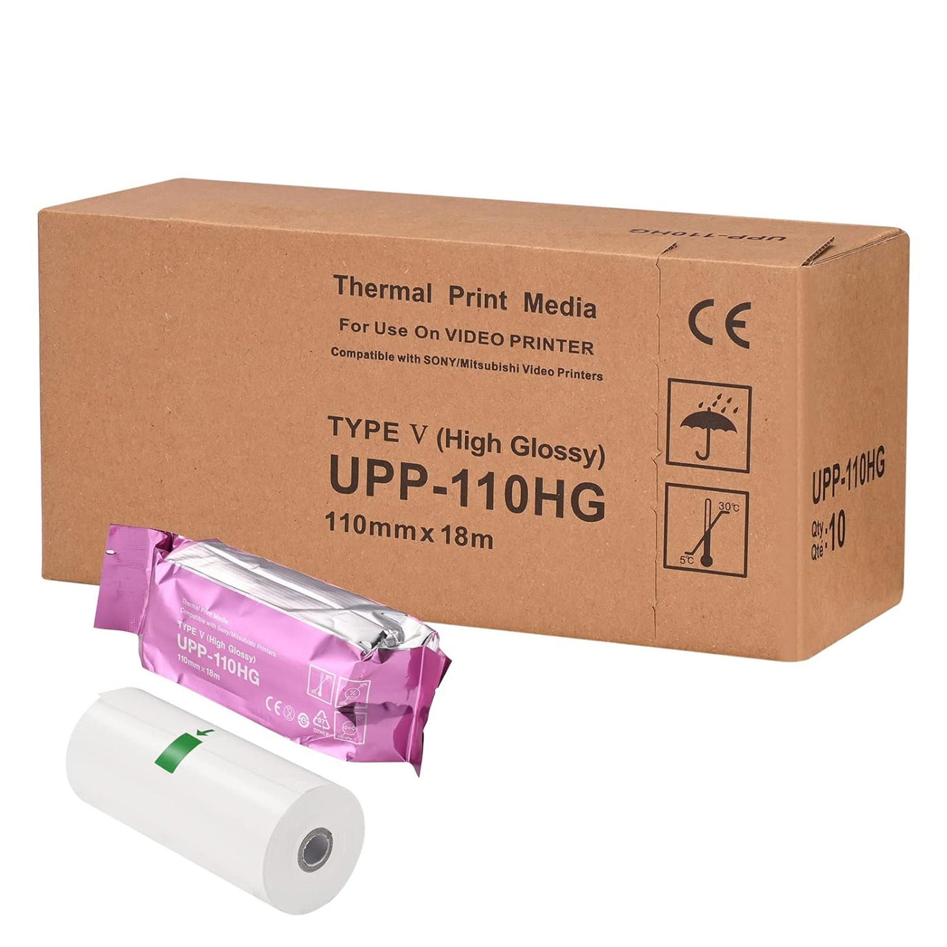 Ultrasound Video Paper Sony® Roll Black and White High Gloss Without Grid