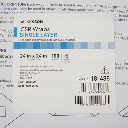 McKesson Single Layer Sterilization Wrap, 24 x 24 Inch