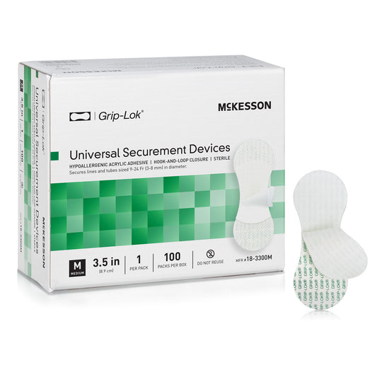 Catheter / Line Securement Device McKesson For IV lines, Surgical Drains, Catheter Tubes, Bedside Monitoring Equipment, Any Tube, Line or Catheter sized between 3 and 8 mm in Diameter that needs to be Secured