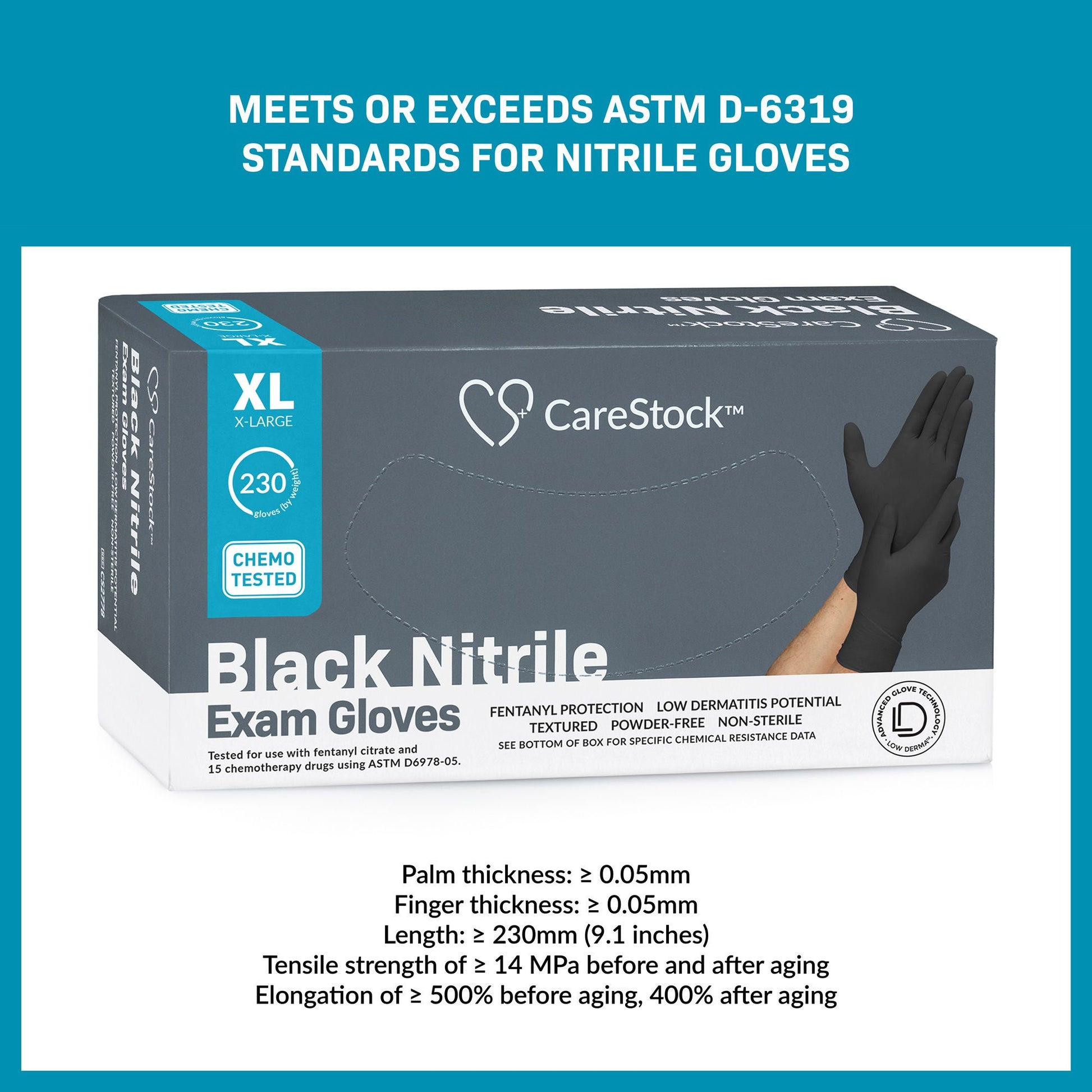 CareStock™ Nitrile Exam Glove, Extra Large, Black