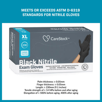 CareStock™ Nitrile Exam Glove, Extra Large, Black