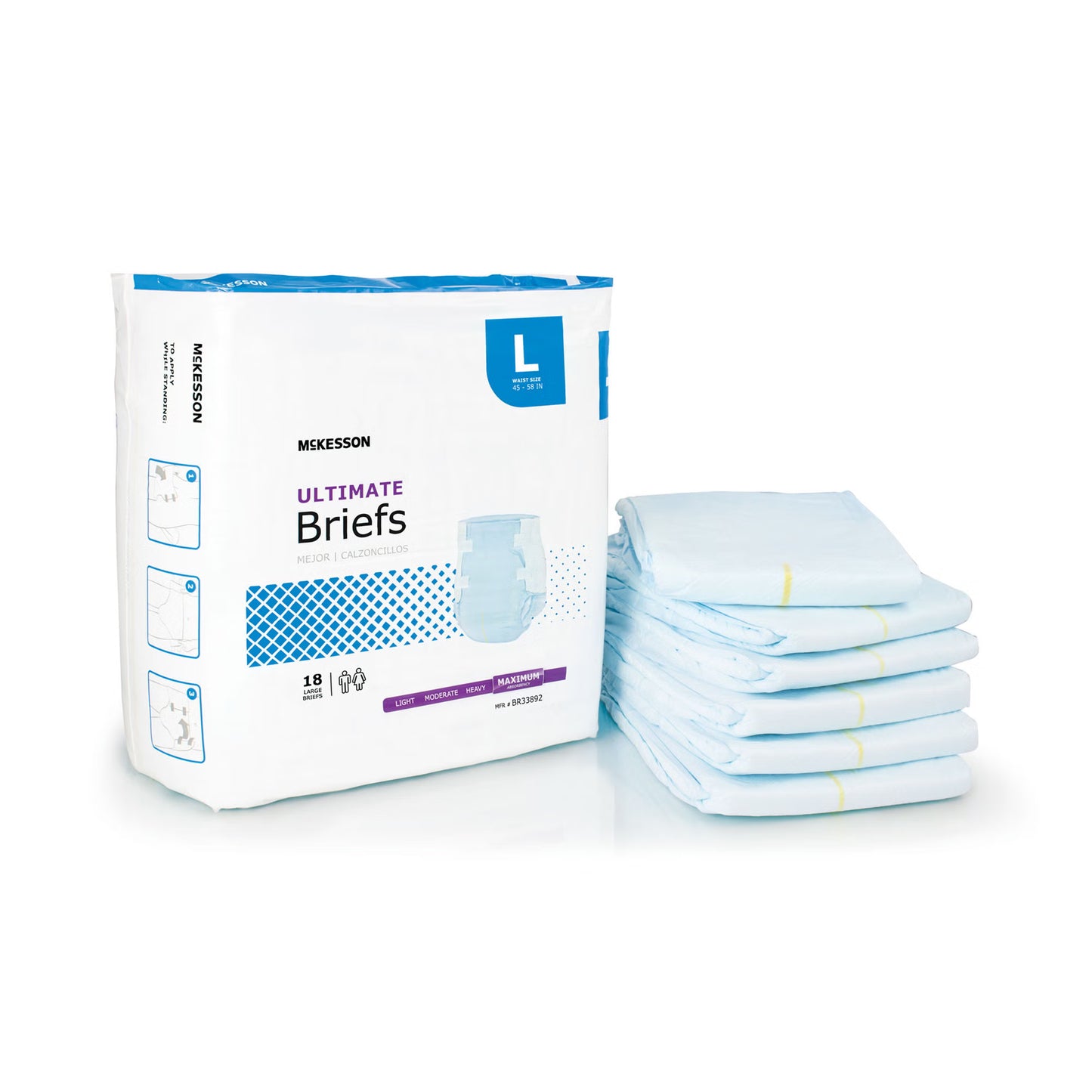 McKesson Ultimate Heavy Absorbency Incontinence Brief, Large
