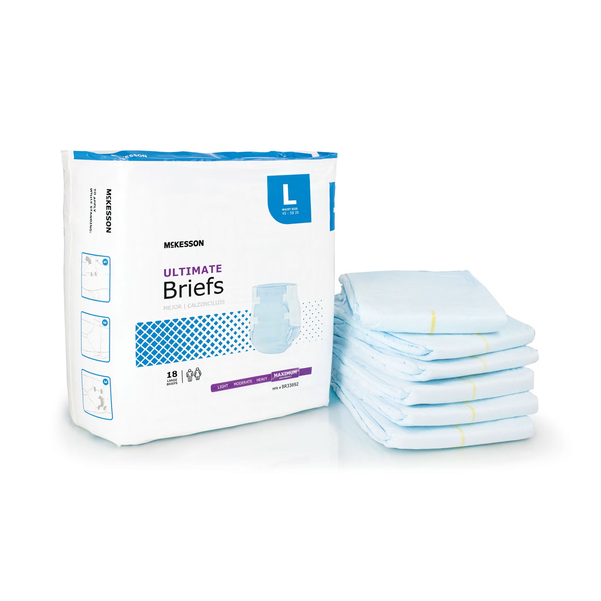 McKesson Ultimate Heavy Absorbency Incontinence Brief, Large