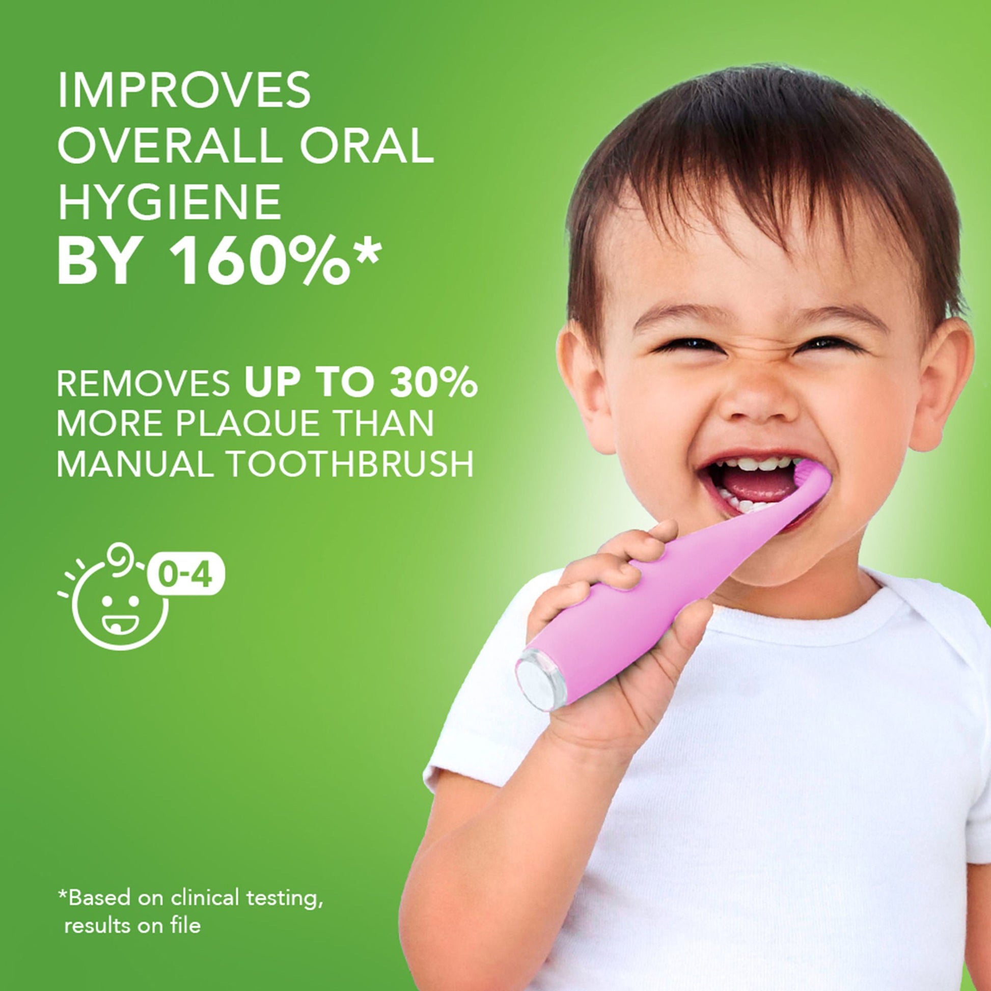 ISSA™ baby Soft Silicone Sonic Toothbrush, Pearl Pink Bunny
