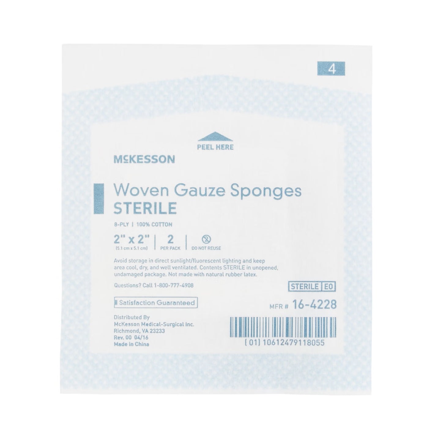 McKesson Sterile Gauze Sponge, 2 x 2 Inch, Eight Ply