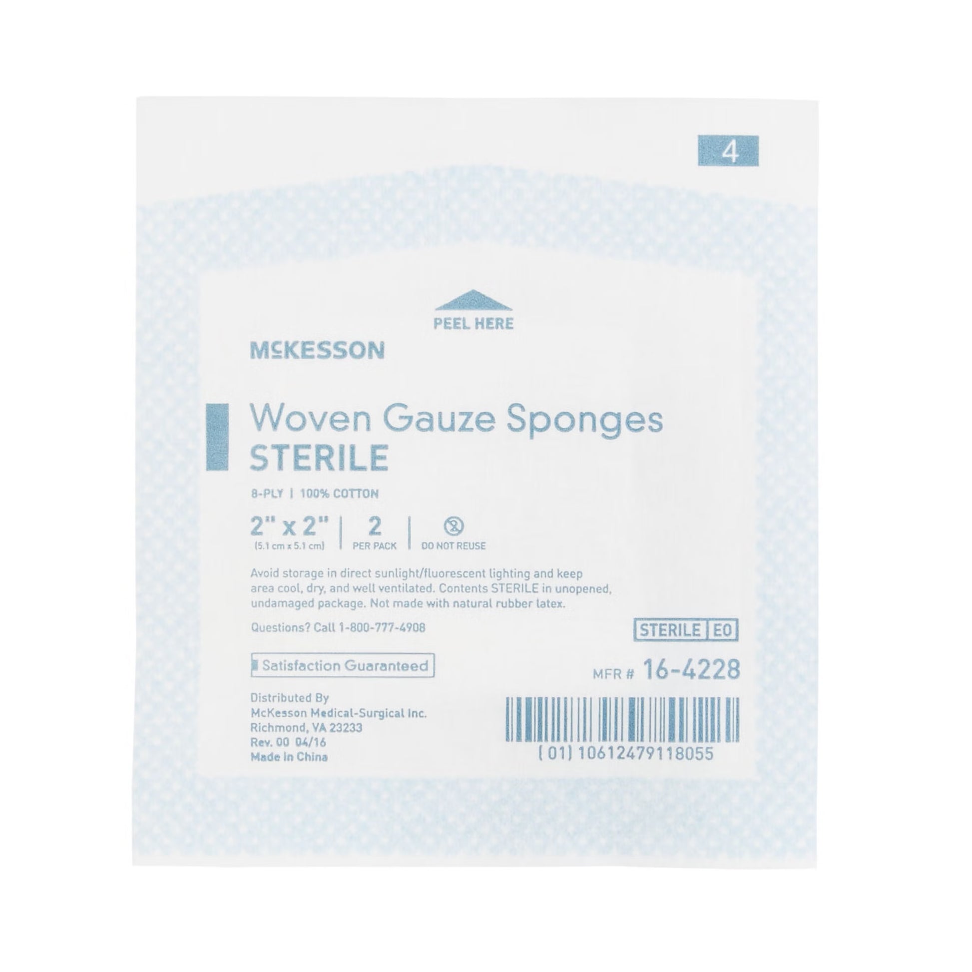 McKesson Sterile Gauze Sponge, 2 x 2 Inch, Eight Ply