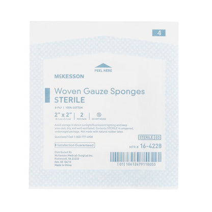 McKesson Sterile Gauze Sponge, 2 x 2 Inch, Eight Ply