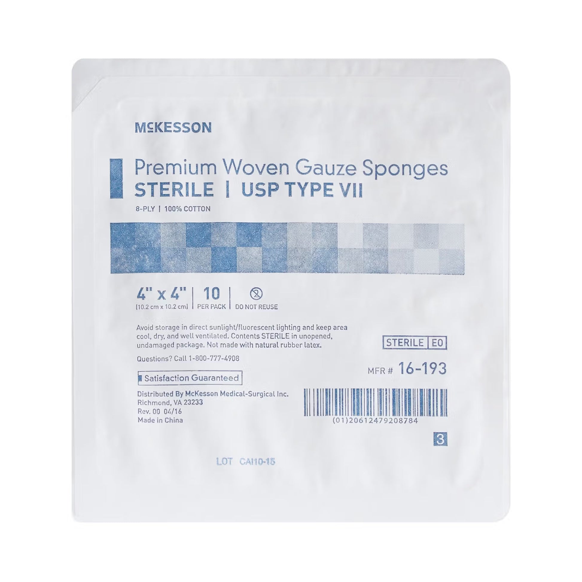 McKesson Sterile USP Type VII Gauze Sponge, 4 x 4 Inch, Eight Ply