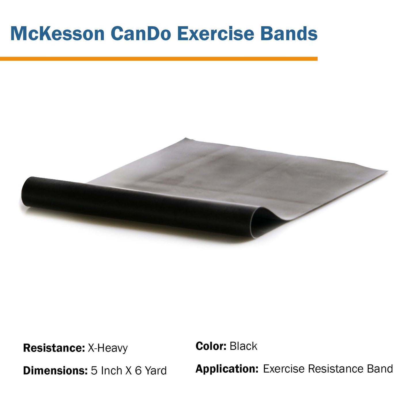 McKesson Exercise Resistance Band, Black, 5" x 6 Yard, Extra-Heavy Resistance