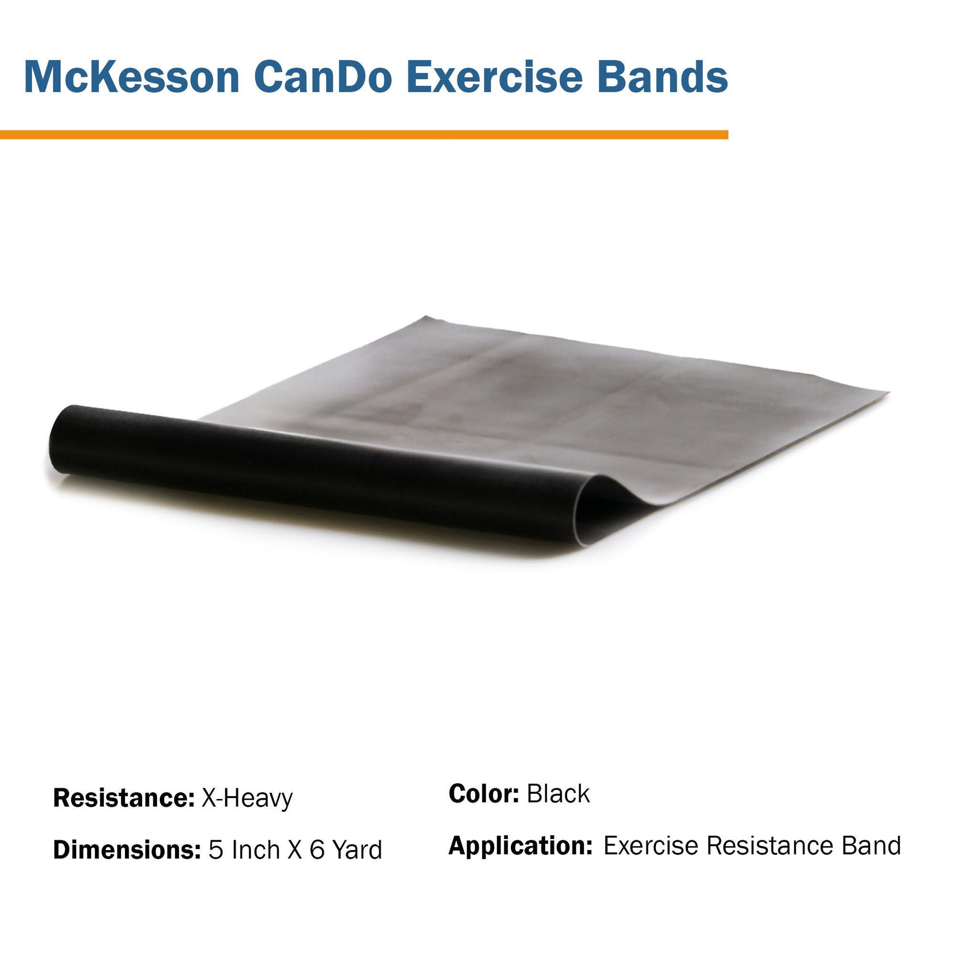 McKesson Exercise Resistance Band, Black, 5" x 6 Yard, Extra-Heavy Resistance