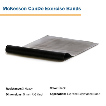 McKesson Exercise Resistance Band, Black, 5" x 6 Yard, Extra-Heavy Resistance