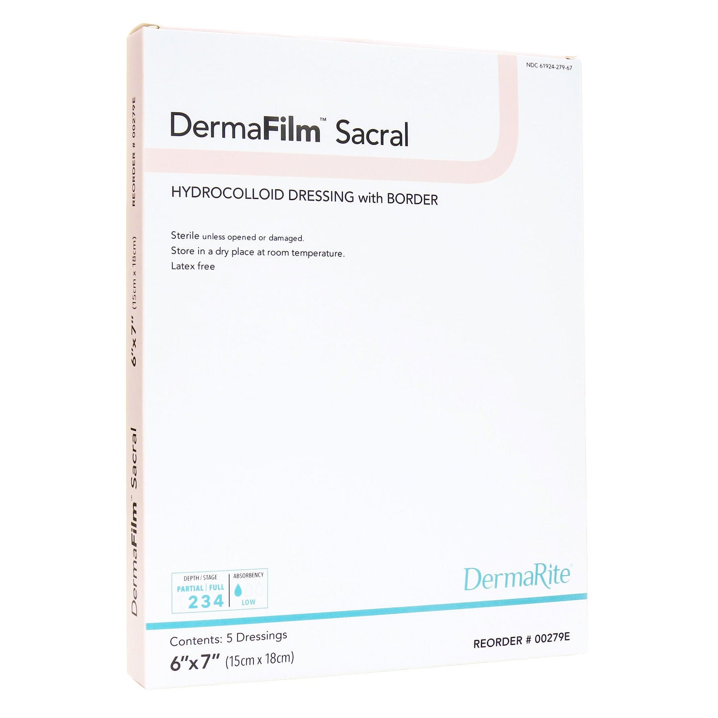DermaFilm® Hydrocolloid Dressing, 6 x 7 Inch Sacral