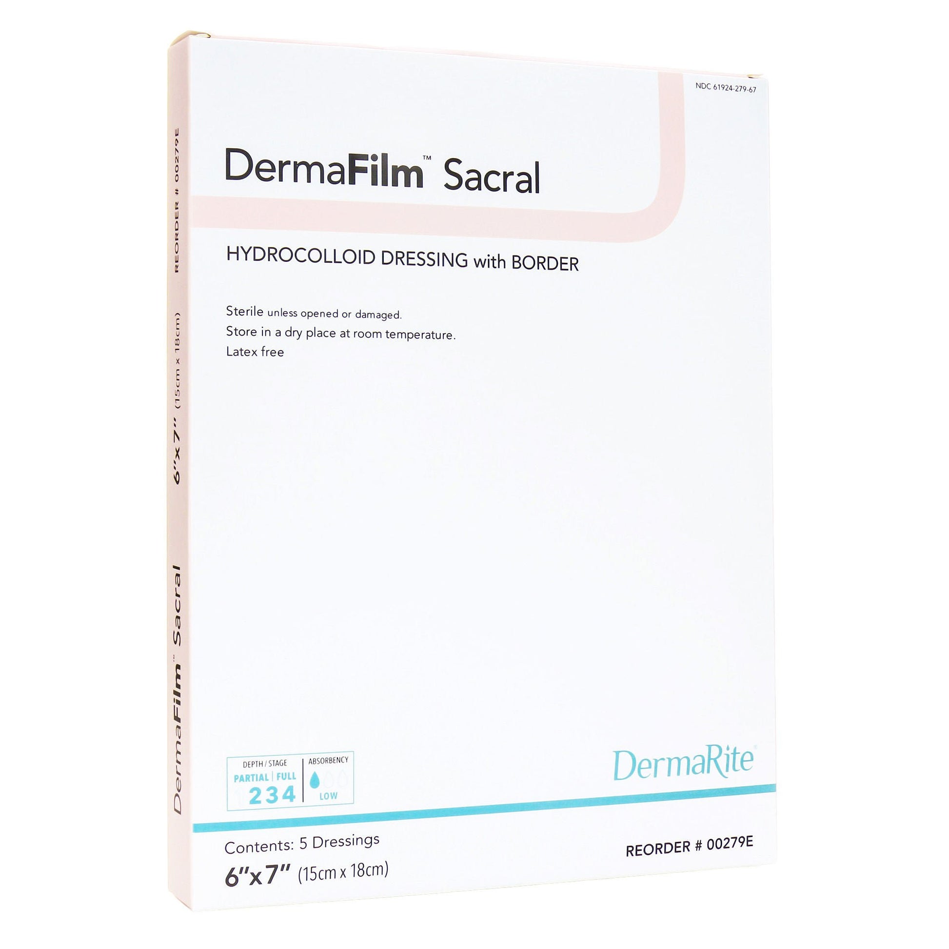 DermaFilm® Hydrocolloid Dressing, 6 x 7 Inch Sacral