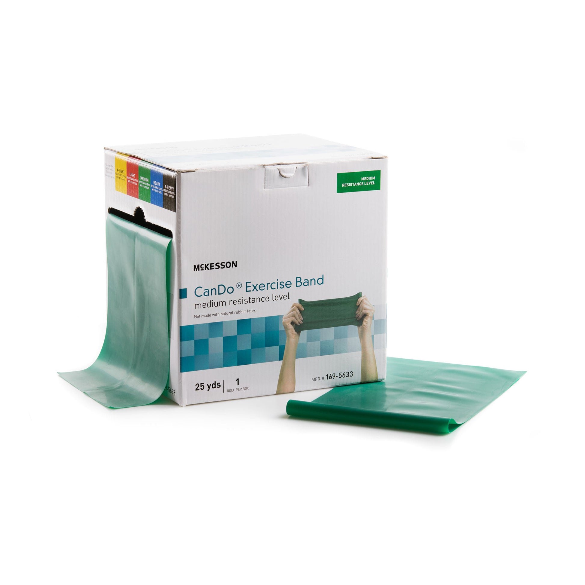 McKesson Exercise Resistance Band, Green, 5 Inch x 25 Yard, Medium Resistance