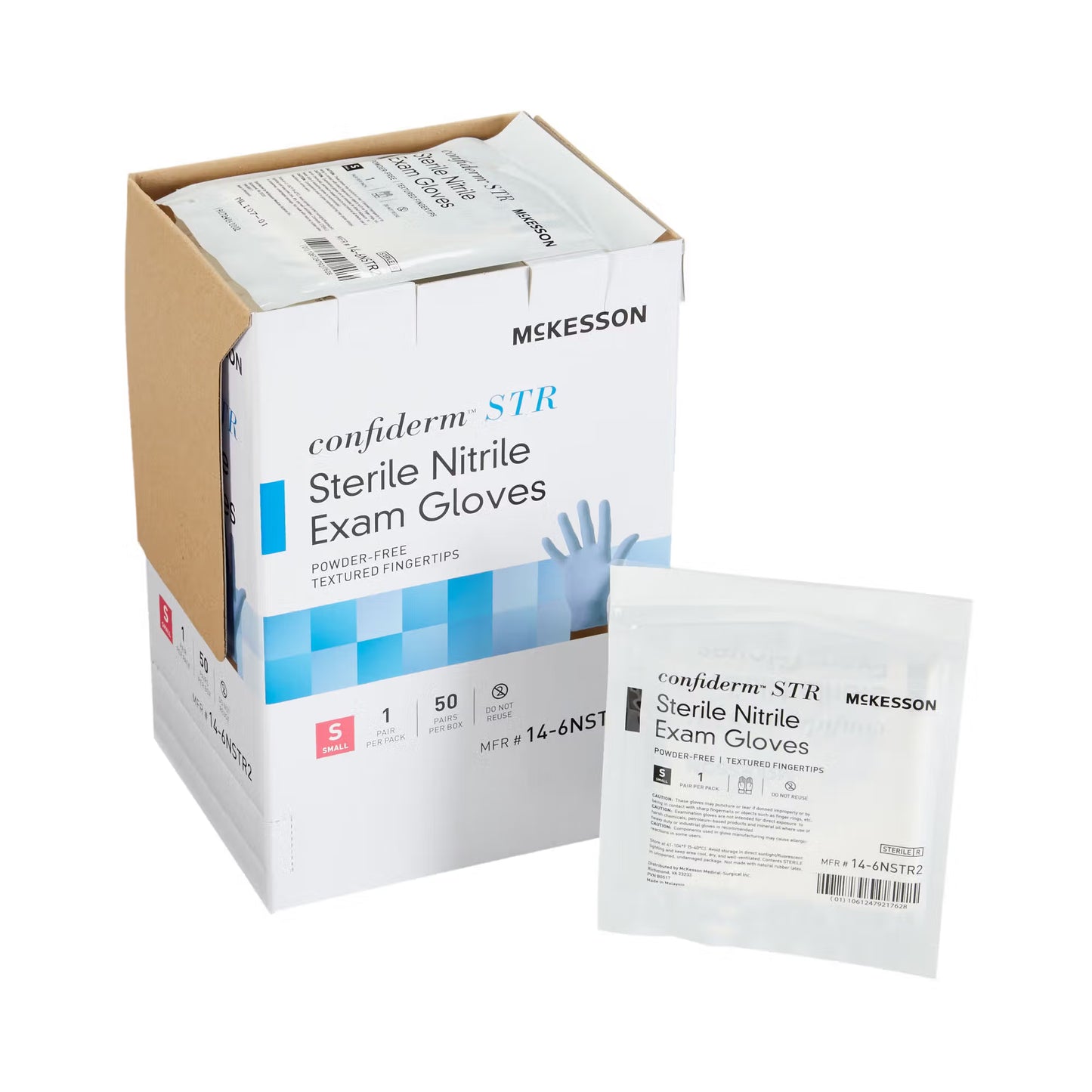 McKesson Confiderm® STR Nitrile Exam Glove, Small, Blue