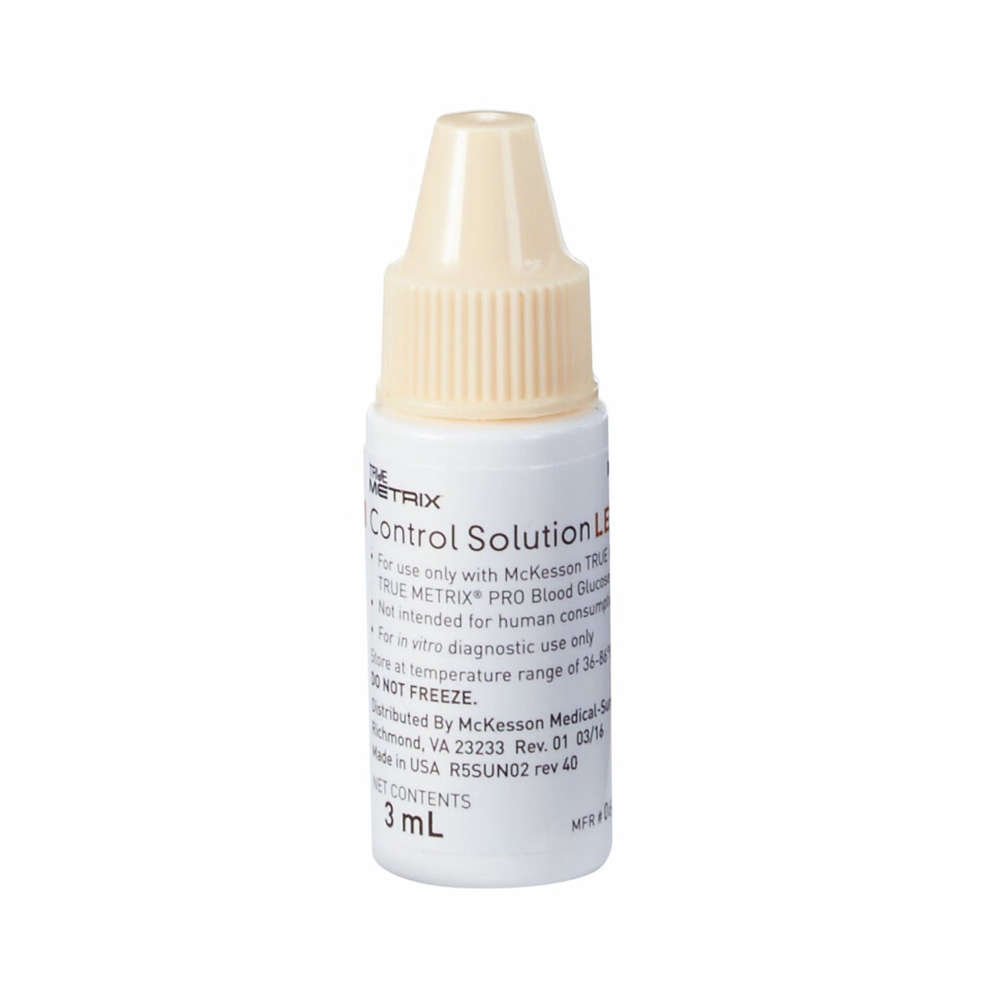 McKesson True Metrix Blood Glucose Testing, Control Solution, 3 mL, Level 2
