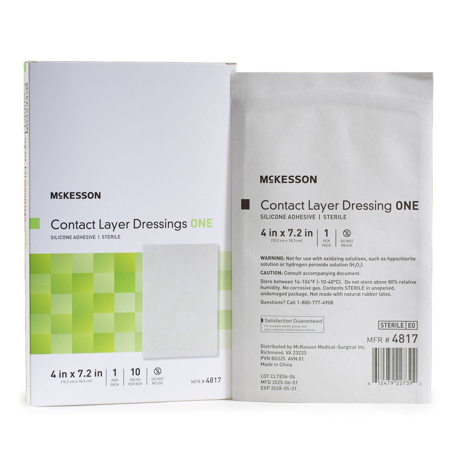 McKesson Silicone Wound Contact Layer Dressing, 4 x 7-2/5 Inch