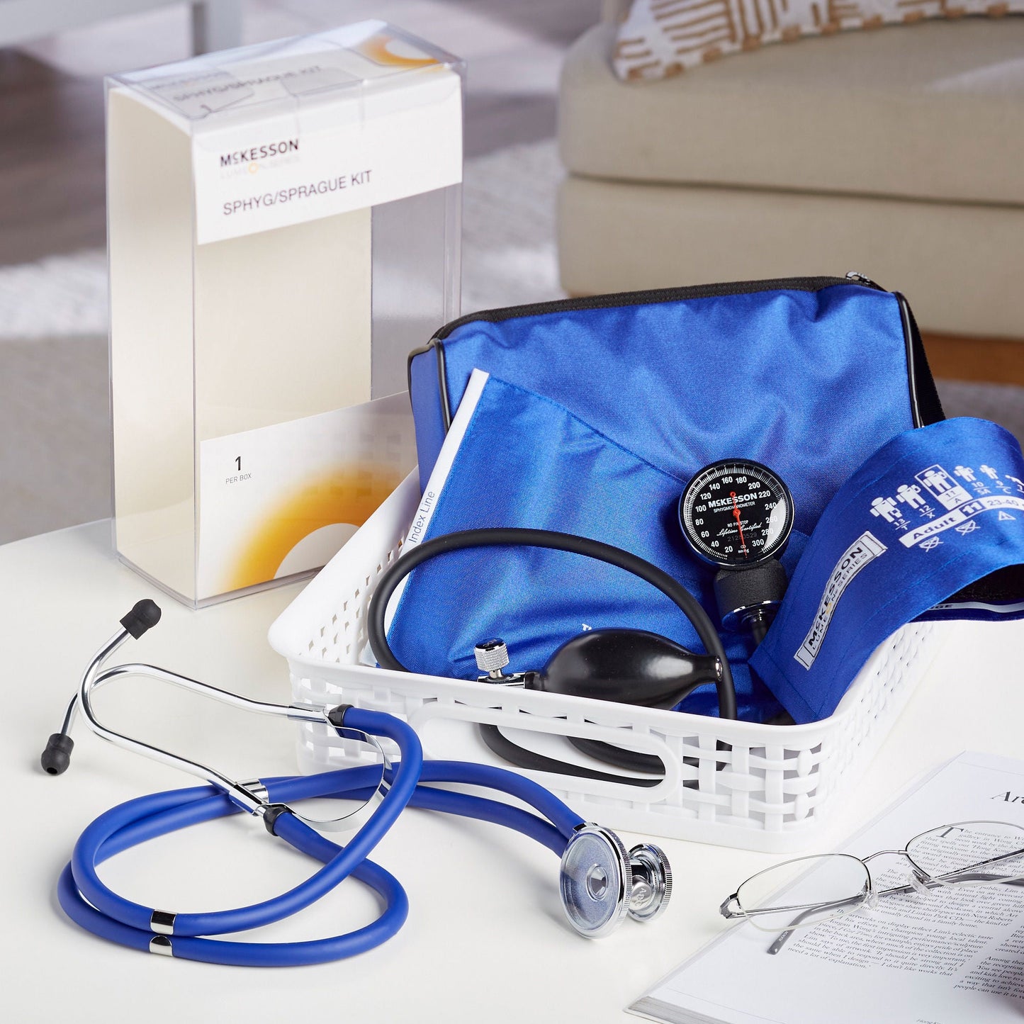 McKesson Lumeon™ Aneroid Sphygmomanometer/Sprague Kit, Blue